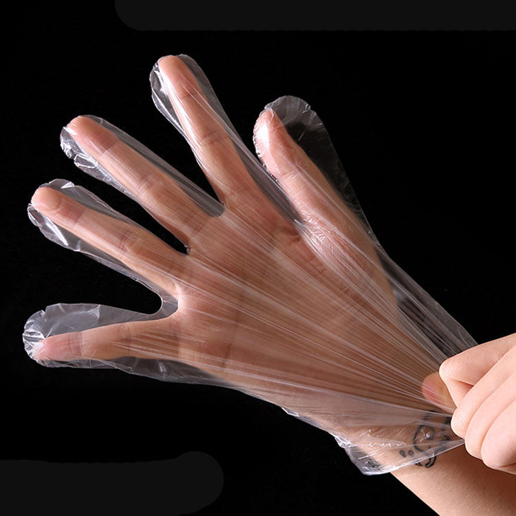 Extra Thick Disposable Gloves Transparent Plastic PE Gloves Food Grade Crayfish Catering Beauty Salon Gloves
