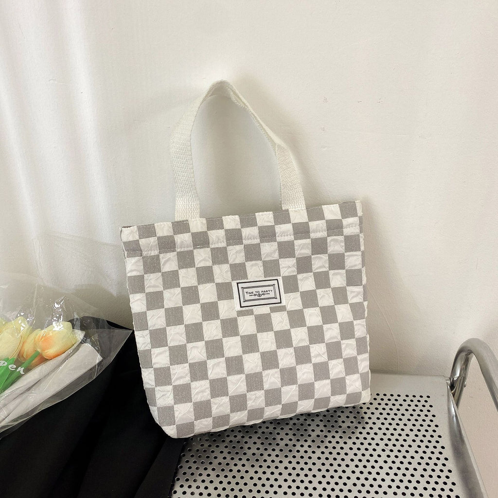 Summer New Style Bubble Grid Shoulder Messenger Bag Work Commuting Lunch Bag Ladies Hand-Held Canvas Bag