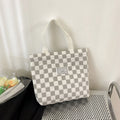 Summer New Style Bubble Grid Shoulder Messenger Bag Work Commuting Lunch Bag Ladies Hand-Held Canvas Bag