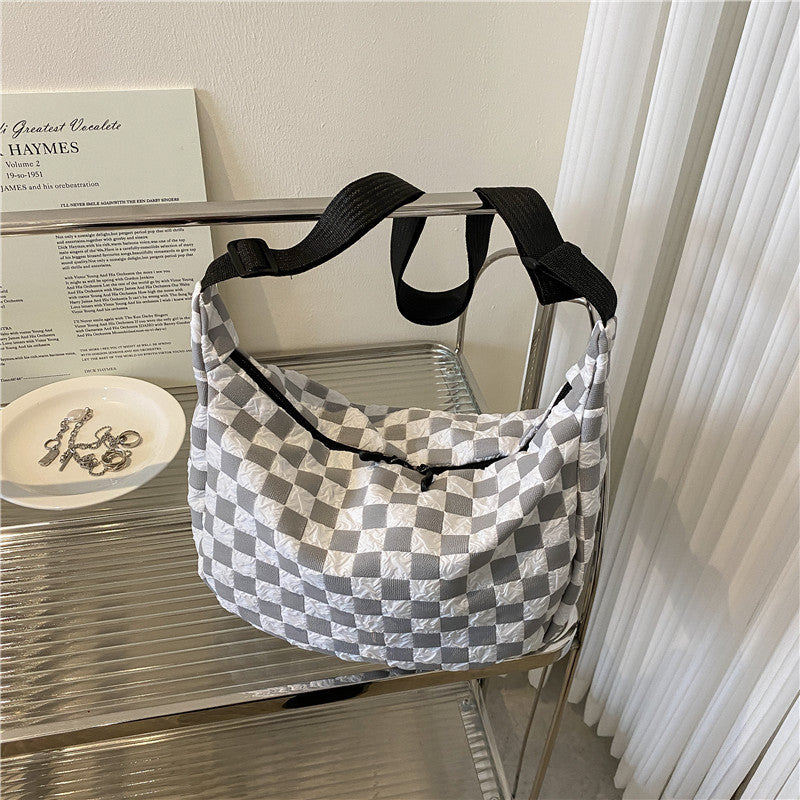 Texture Bag Women's Summer New Fashion Shoulder Bag Underarm Bag Girl Hand-Held Underarm Large Bag Messenger Bag