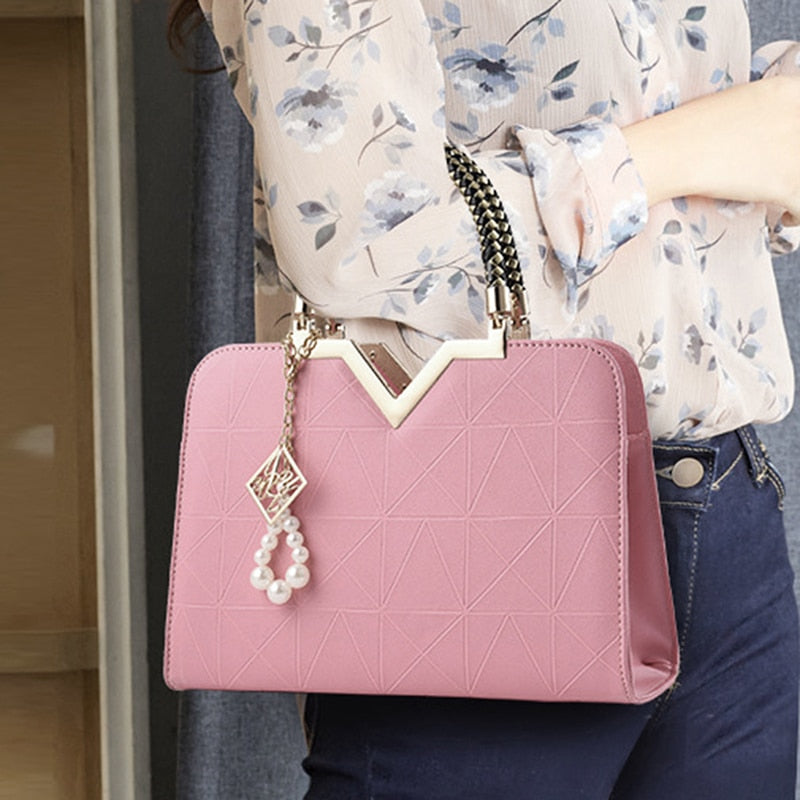 Fashion Women Handbags Leather Totes Bag Top-handle Embroidery Crossbody Bag Shoulder Bag Lady Simple Style Hand Bags