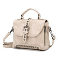 White Vintage Oil Leather Luxury Handbags Women Bags Designer Crossbody Bags For Women Rivet Small Ladies Hand bag