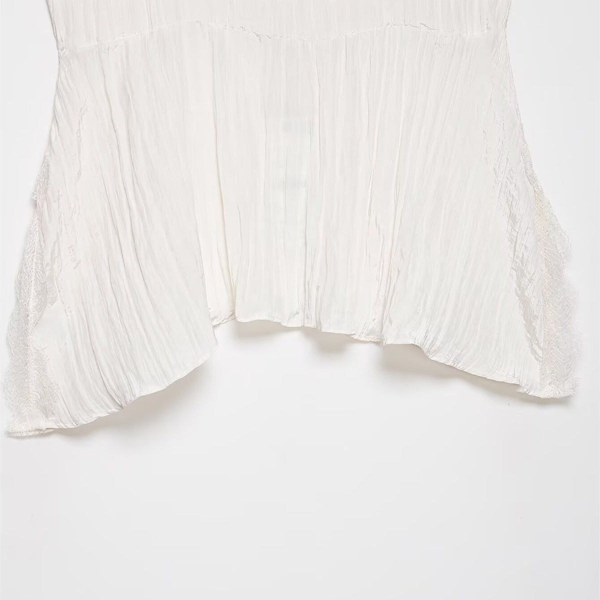 Lace wrinkle effect lingerie style top for spring