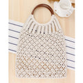 Hand-knitted Hollow Handbag Round Wooden Ring Rattan Handle Ladies Shopping Bag Cotton Rope Net Pocket Holiday Beach Bag
