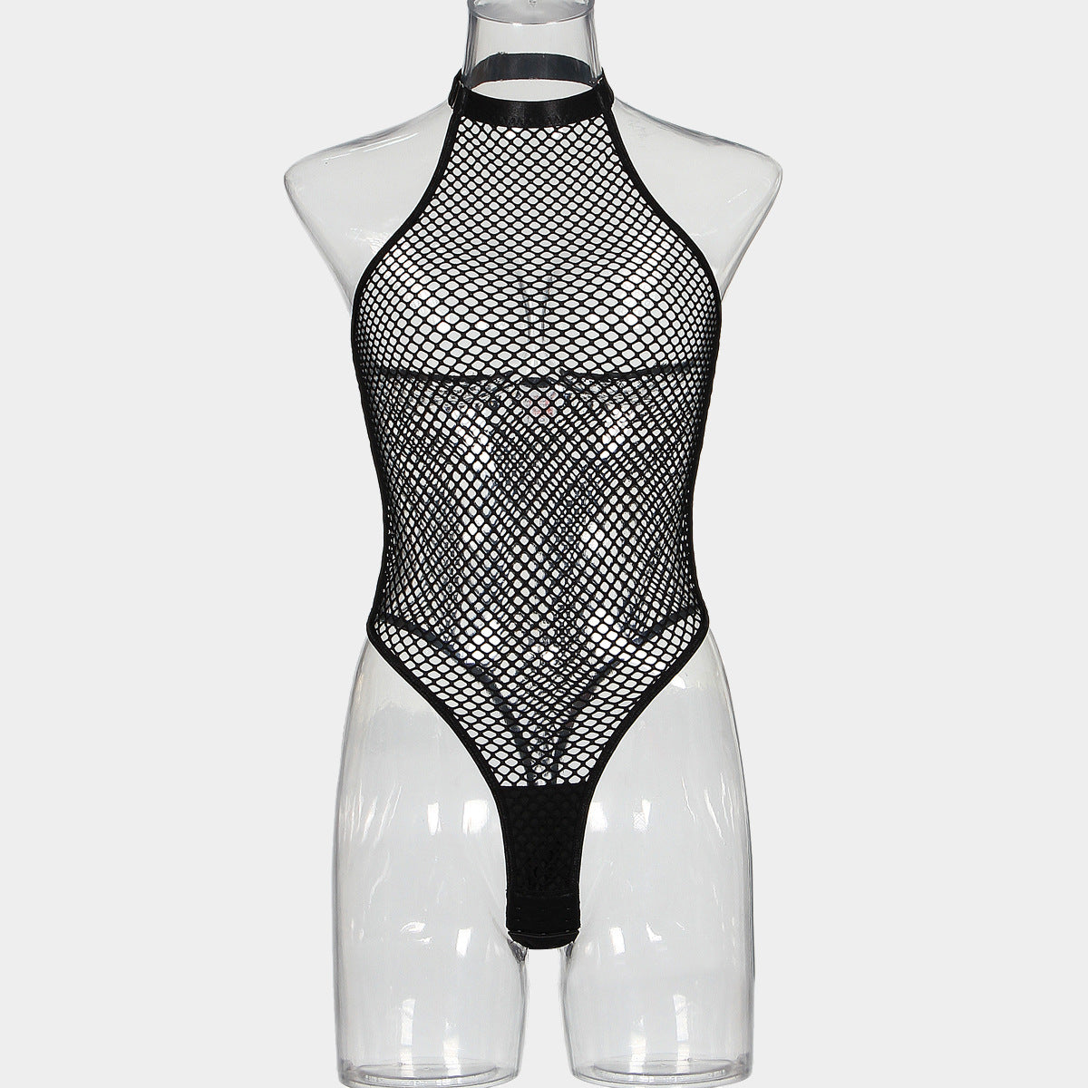 Mesh open cut jumpsuit sexy lingerie with hollowed out backless design