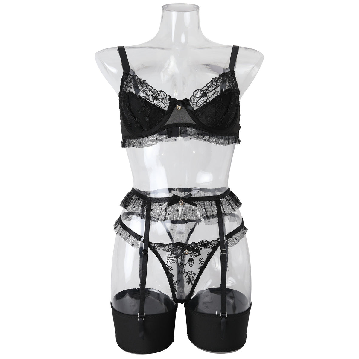 Women's Heavy Craft Embroidery Lace Sexy Lingerie Set
