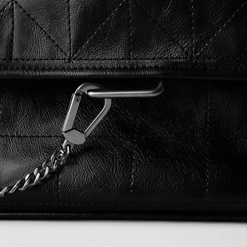 New Rhombus Black Rock Soft Single Shoulder Oblique Span Chain Bag Luxury Handbags for Woman 2020 PU Leather Messenger Bag