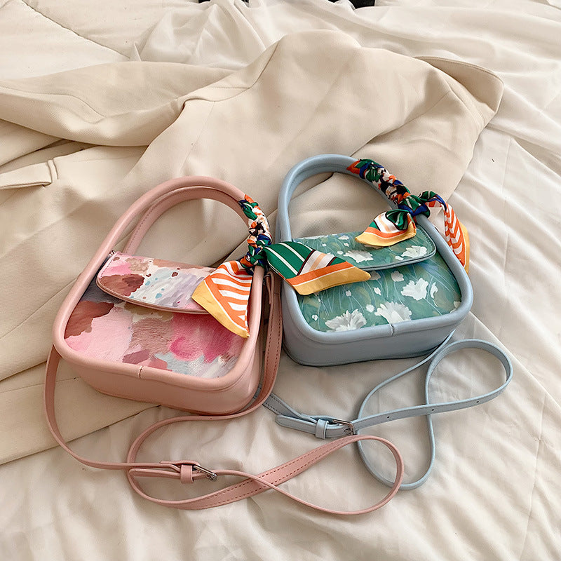 Graffiti Palette Women's Bag New Fashion Hand-Held Shoulder Bag Small Square Bag Armpit Single Shoulder Messenger Bag