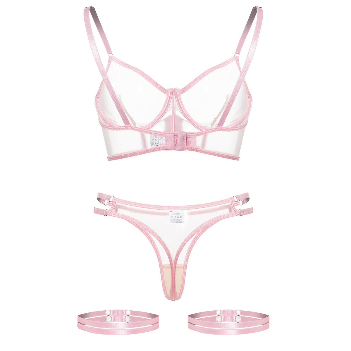 Backless Mesh Lingerie Set – Red & Pink
