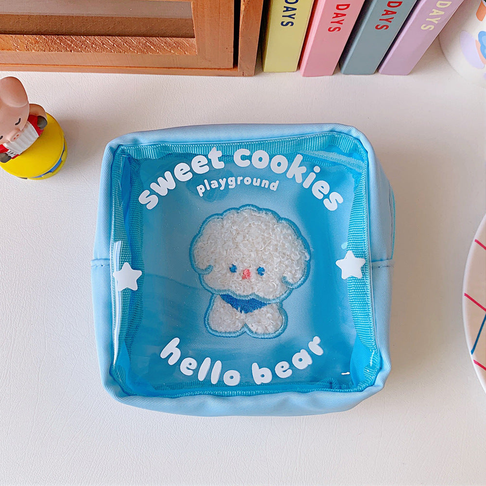 Cute Soft Cute Bear Cosmetic Bag Stationery Data Cable Large Capacity Storage Bag Ins Style Korean Version Portable Wash Bag