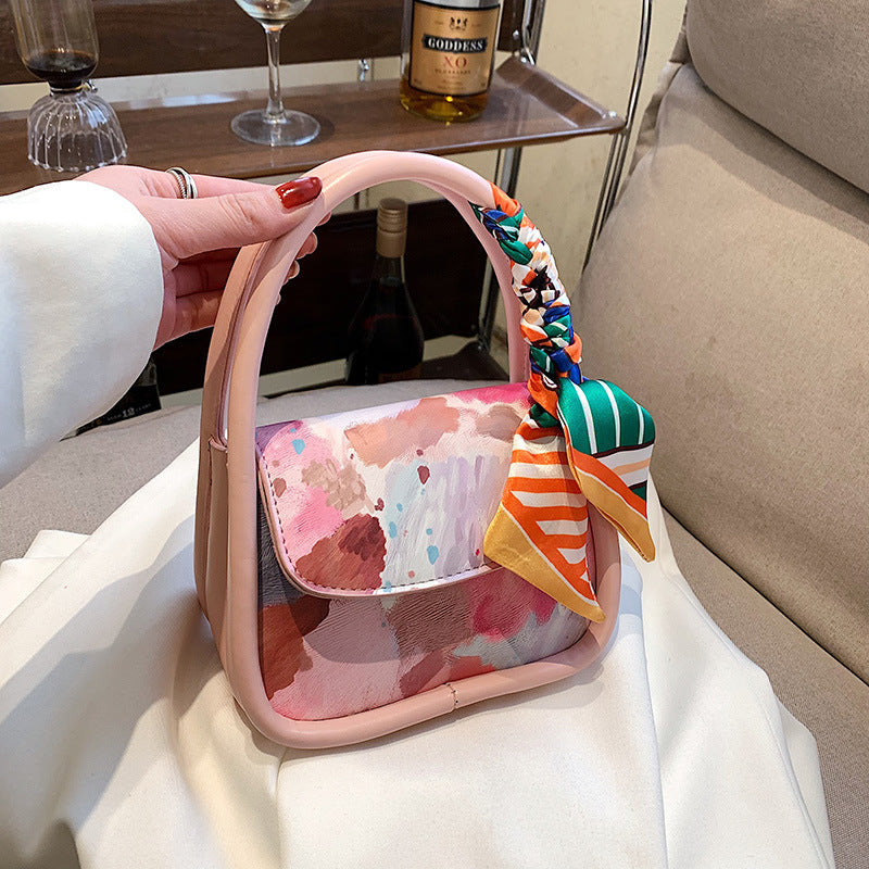 Graffiti Palette Women's Bag New Fashion Hand-Held Shoulder Bag Small Square Bag Armpit Single Shoulder Messenger Bag