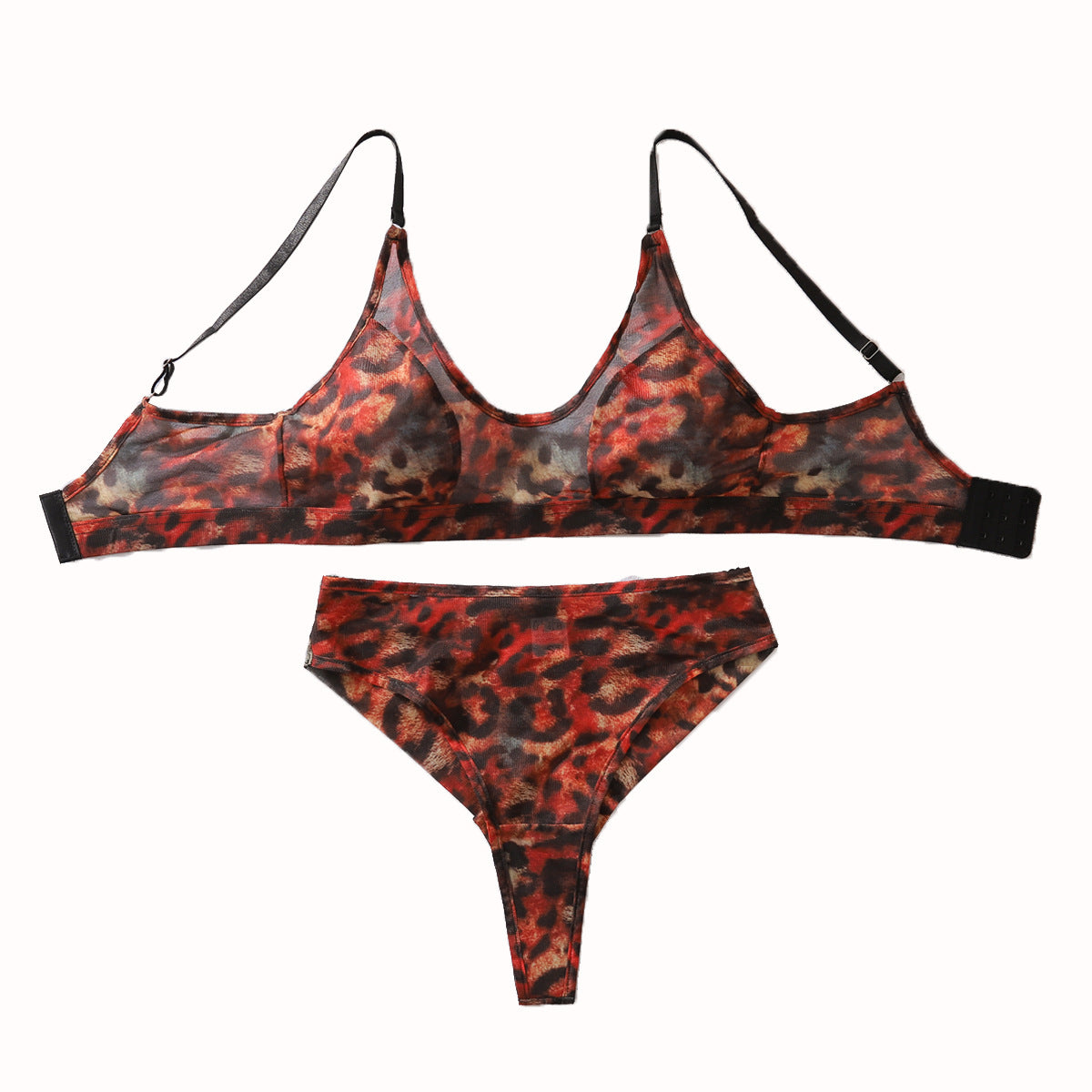 Leopard print gathering shaping and slimming lingerie underwear set