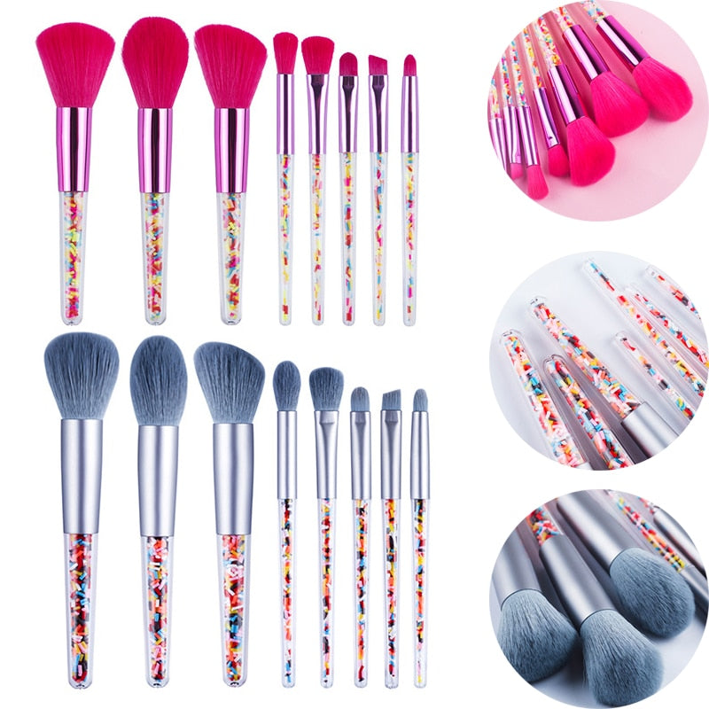 5/8pcs Mini Candy Makeup Brushes Soft Eyeshadow Powder Blush Eyebrow Brush Set Candy Theme Small Cosmetic Compensation Tools