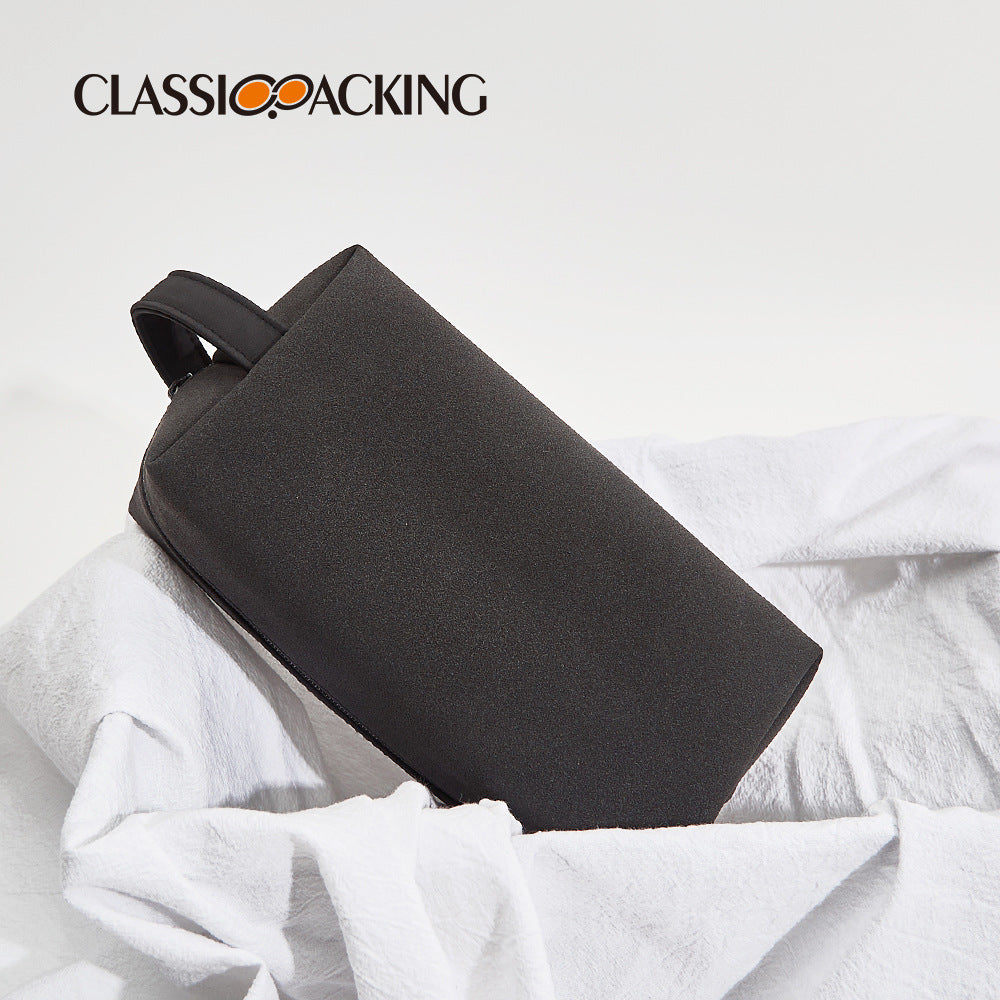 Business Simple Black PU Leather Cosmetic Storage Bag Male Neutral Wash Bag Square Portable Portable Cosmetic Bag