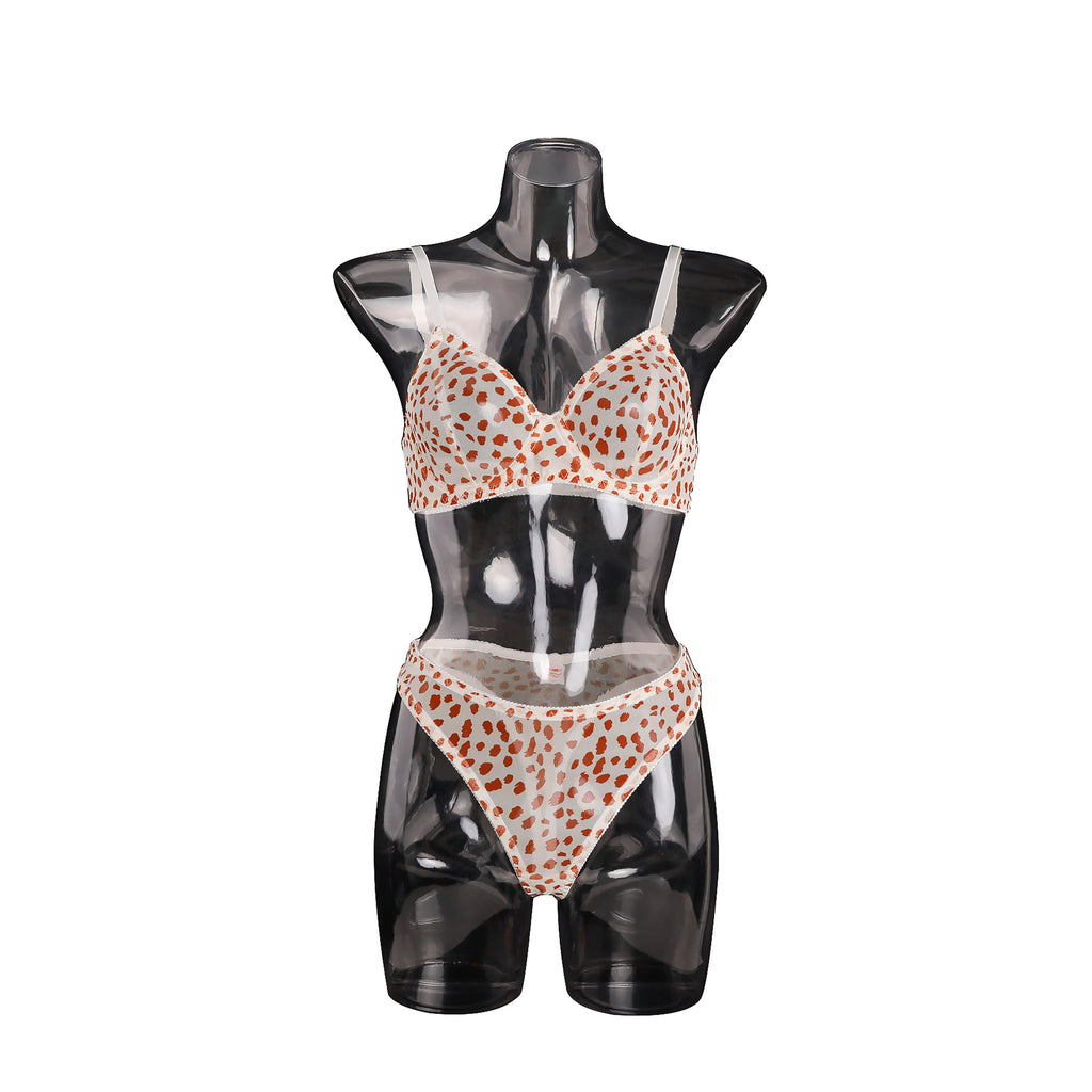 Knitted Underwire Two-Piece Set with Small Floral Print Sexy Lingerie