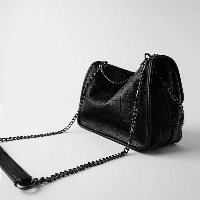 New Rhombus Black Rock Soft Single Shoulder Oblique Span Chain Bag Luxury Handbags for Woman 2020 PU Leather Messenger Bag