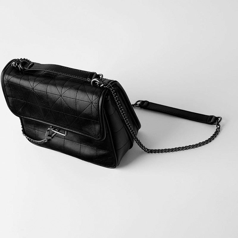 New Rhombus Black Rock Soft Single Shoulder Oblique Span Chain Bag Luxury Handbags for Woman 2020 PU Leather Messenger Bag