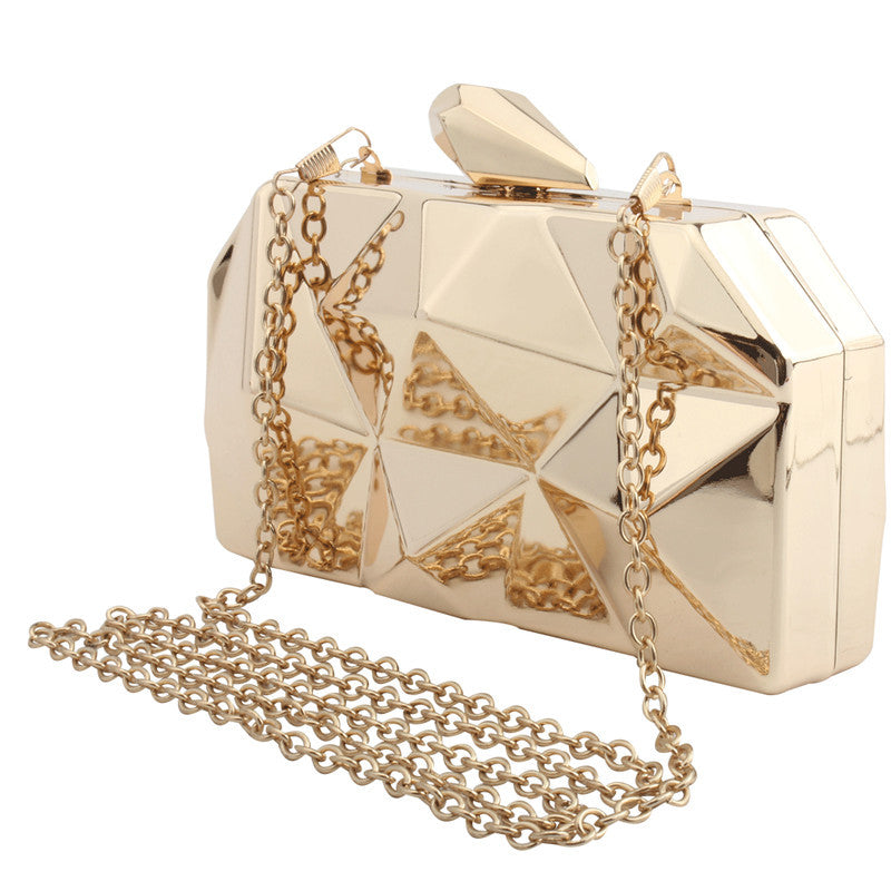Bag Women's New Metal Hand-Held Evening Bag Trendy Messenger Chain One-Shoulder Party Dress Bag