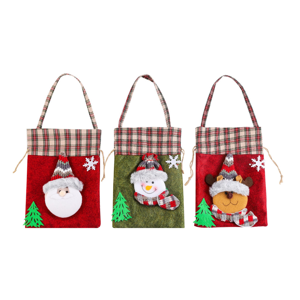 Christmas gift bag, hand-held candy bag, checkered knitted velvet apple bag, Christmas decoration