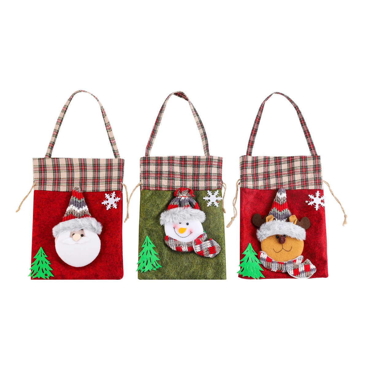 Christmas gift bag, hand-held candy bag, checkered knitted velvet apple bag, Christmas decoration