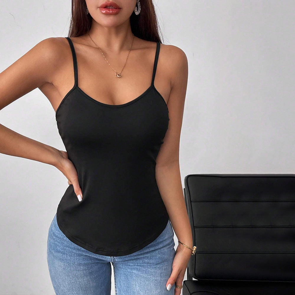 European beauty sleeveless U-neck fashionable and sexy suspender top