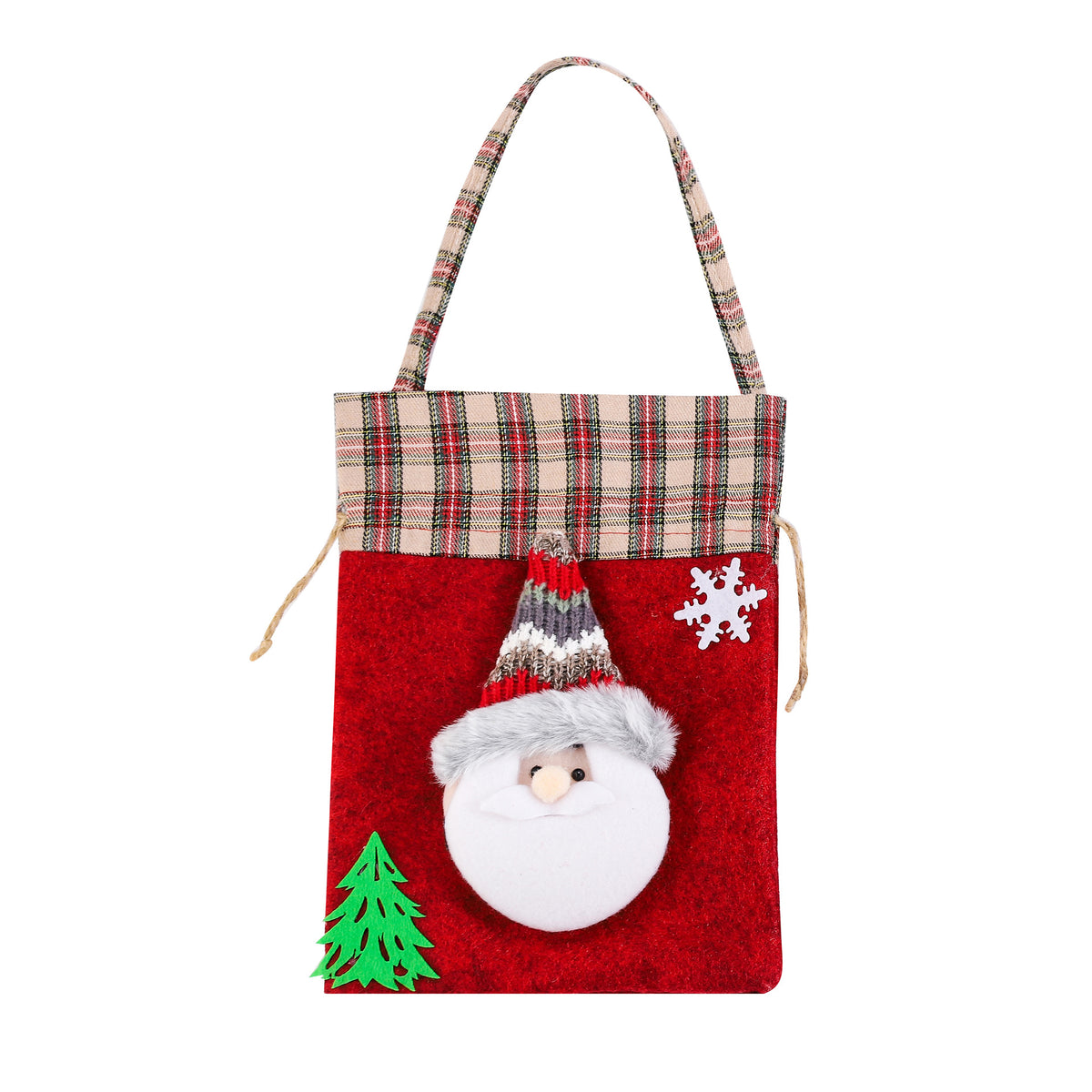 Christmas gift bag, hand-held candy bag, checkered knitted velvet apple bag, Christmas decoration