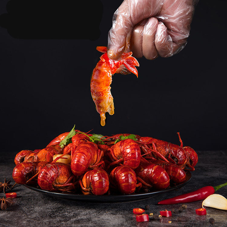 Extra Thick Disposable Gloves Transparent Plastic PE Gloves Food Grade Crayfish Catering Beauty Salon Gloves