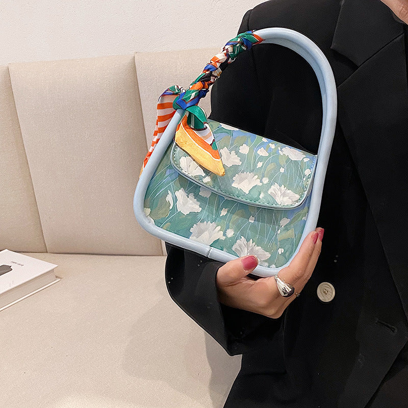 Graffiti Palette Women's Bag New Fashion Hand-Held Shoulder Bag Small Square Bag Armpit Single Shoulder Messenger Bag