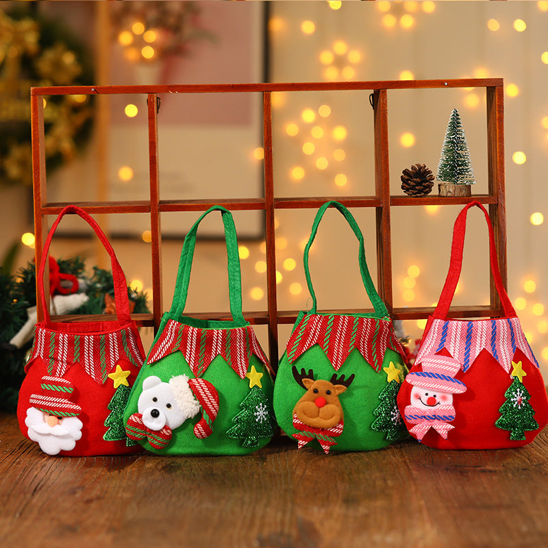 Christmas fleece fabric colored hand-held apple bag cartoon elderly gift bag children's small gift bag candy bag