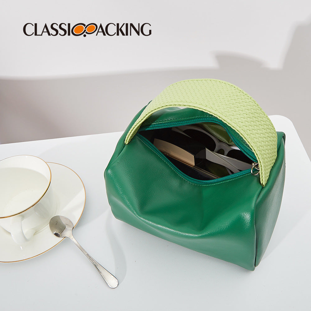 New Creative Portable Storage Bag Candy Color Square Wash Bag PVC Leather Waterproof Large Capacity Cosmetic Bag