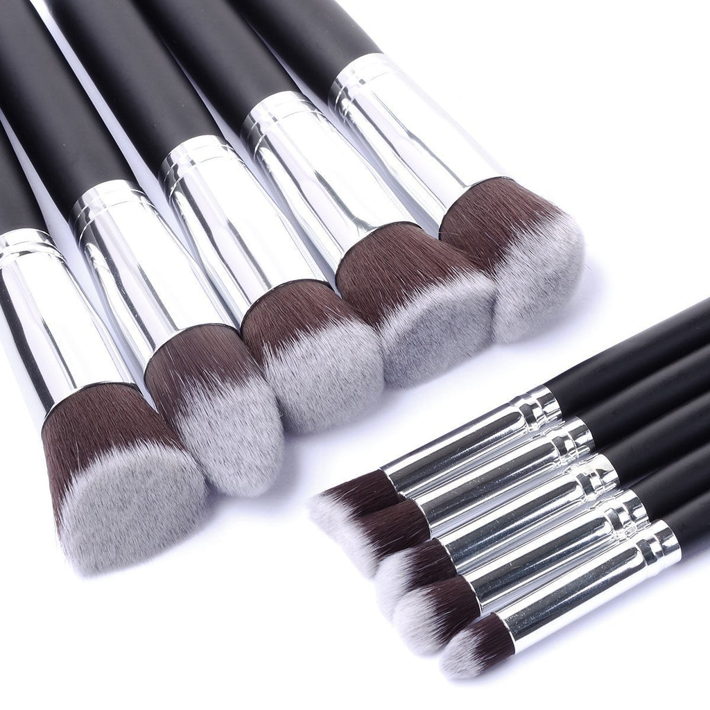10 Pcs Silver/Golden Makeup Brushes Set Cosmetics Foundation Blending Blush Makeup Tool Powder Eyeshadow Cosmetic Set