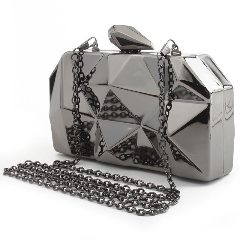 Bag Women's New Metal Hand-Held Evening Bag Trendy Messenger Chain One-Shoulder Party Dress Bag