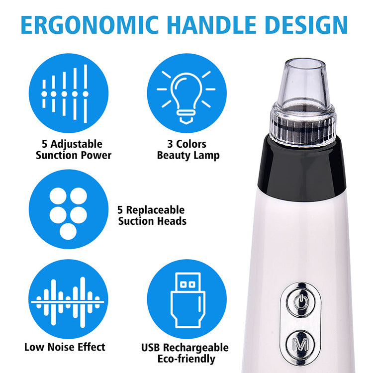 Electric Pore Vacuum with Five Suction Levels – White or Black