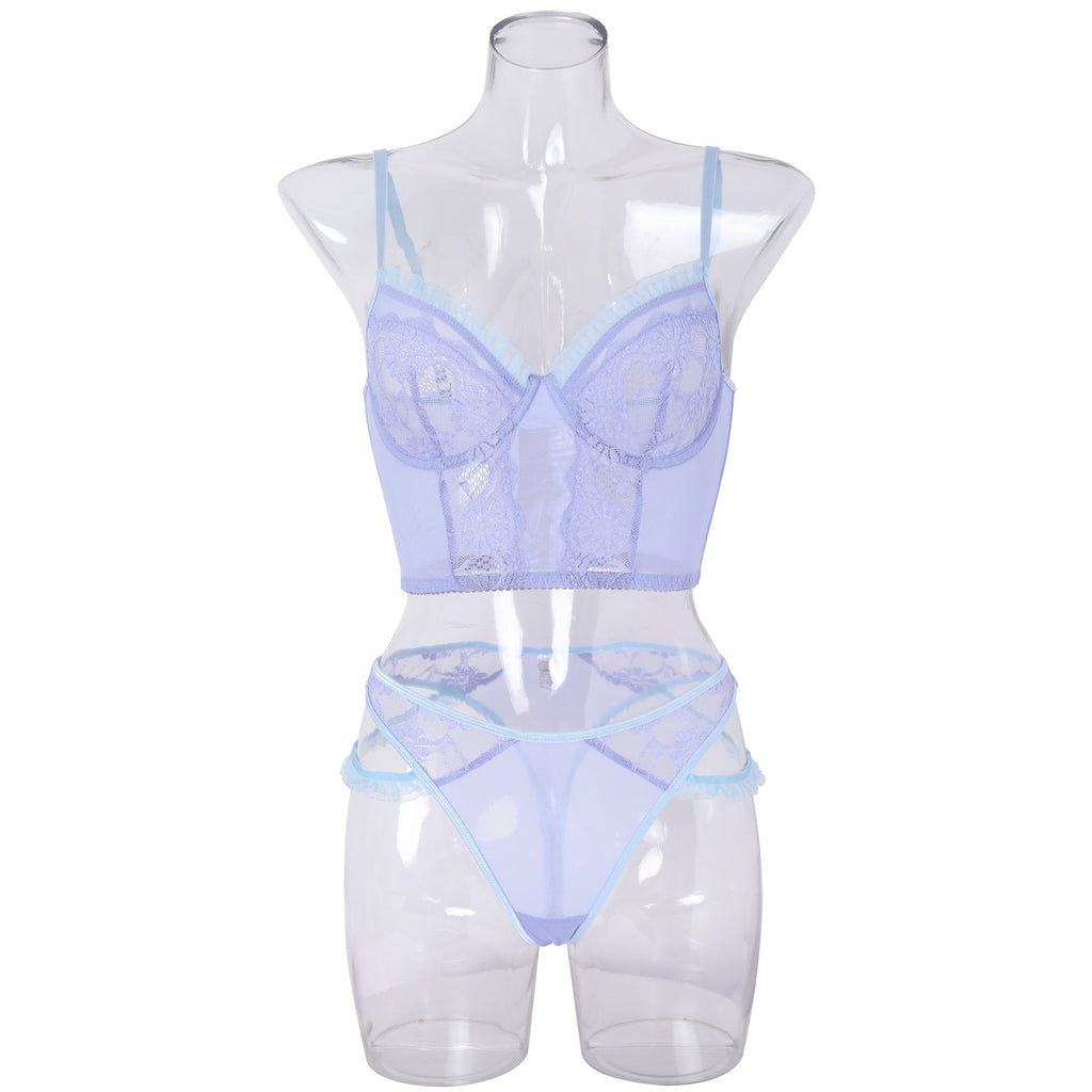 Purple Underwired Lace Lingerie Set