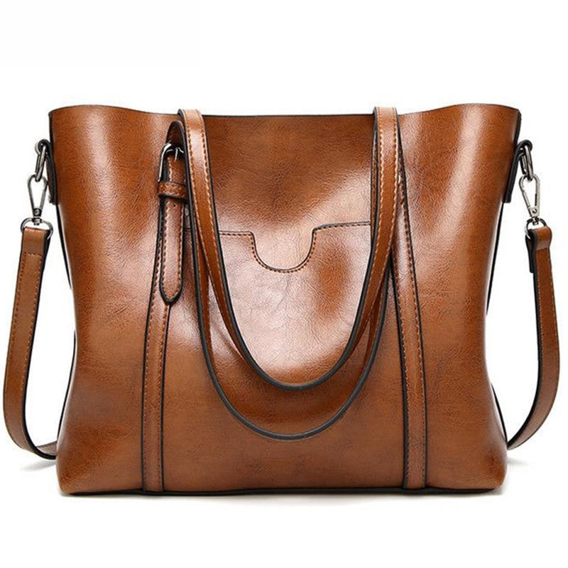 Women bag Oil wax Women's Leather Handbags Luxury Lady Hand Bags With Purse Pocket Women messenger bag