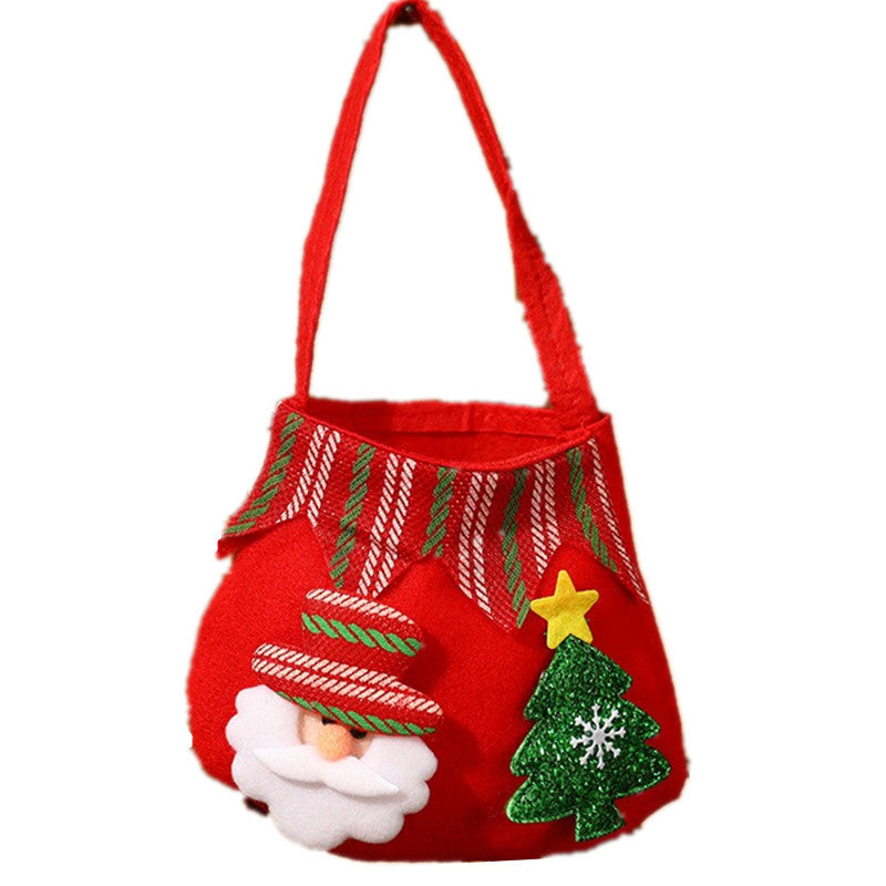 Christmas fleece fabric colored hand-held apple bag cartoon elderly gift bag children's small gift bag candy bag