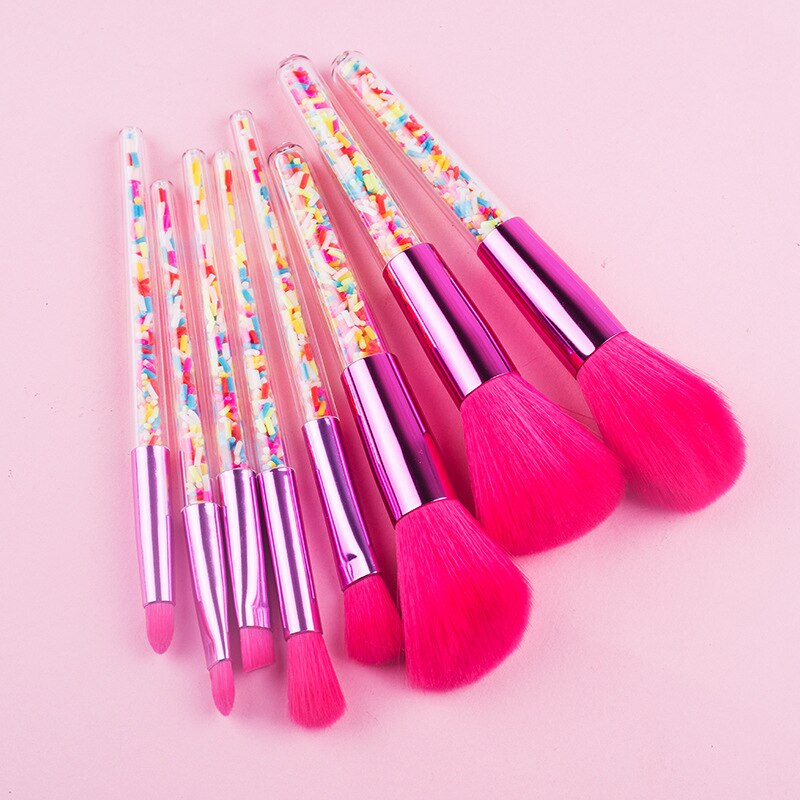 5/8pcs Mini Candy Makeup Brushes Soft Eyeshadow Powder Blush Eyebrow Brush Set Candy Theme Small Cosmetic Compensation Tools