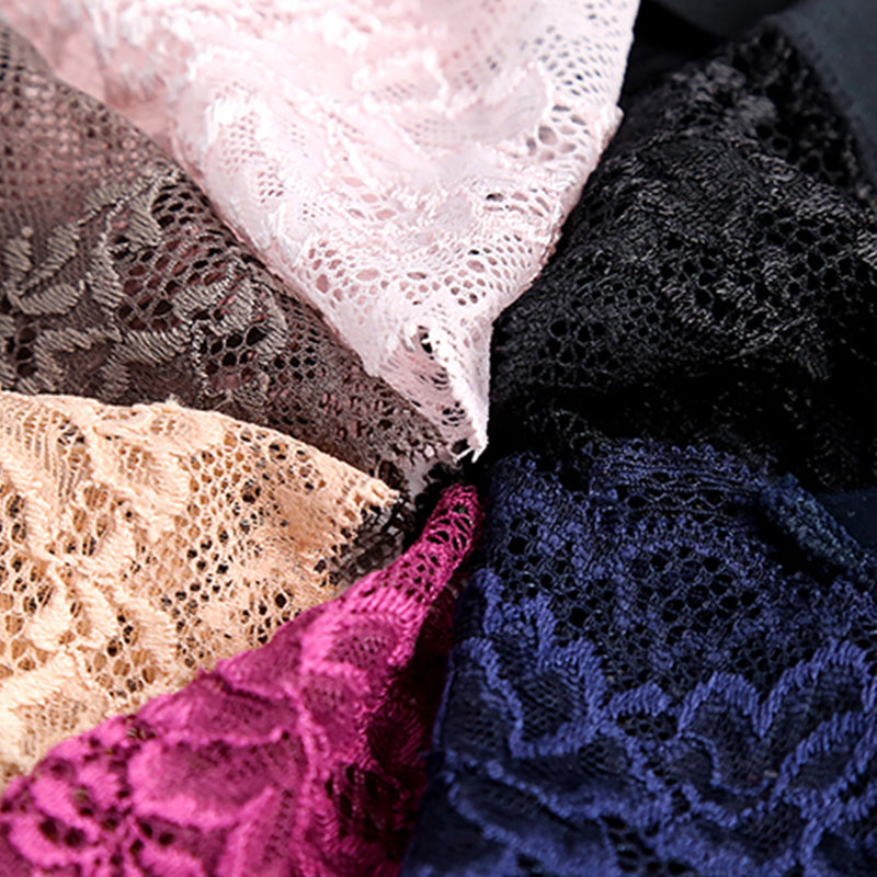 Women's Sexy Lace Panties Seamless Underwear Briefs Nylon Silk for Girls Ladies Bikini Cotton Crotch Transparent Lingerie