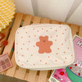 Japanese And Korean Style Cartoon Bear Print Canvas Bag Tote Bag Daily Necessities Storage Bag Large Capacity Cosmetic Bag Clutch Bag