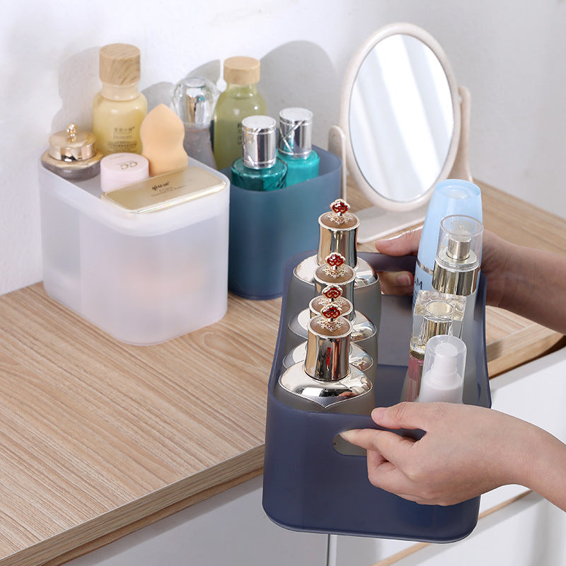 Desktop Cosmetic Storage Box Plastic Frosted Compartment With Lid Cosmetic Box Mask Box Dressing Table Finishing Box