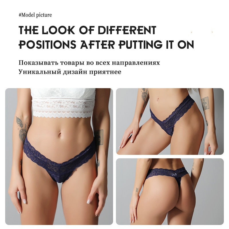 Women's Sheer Lace Thongs – 3-Pack