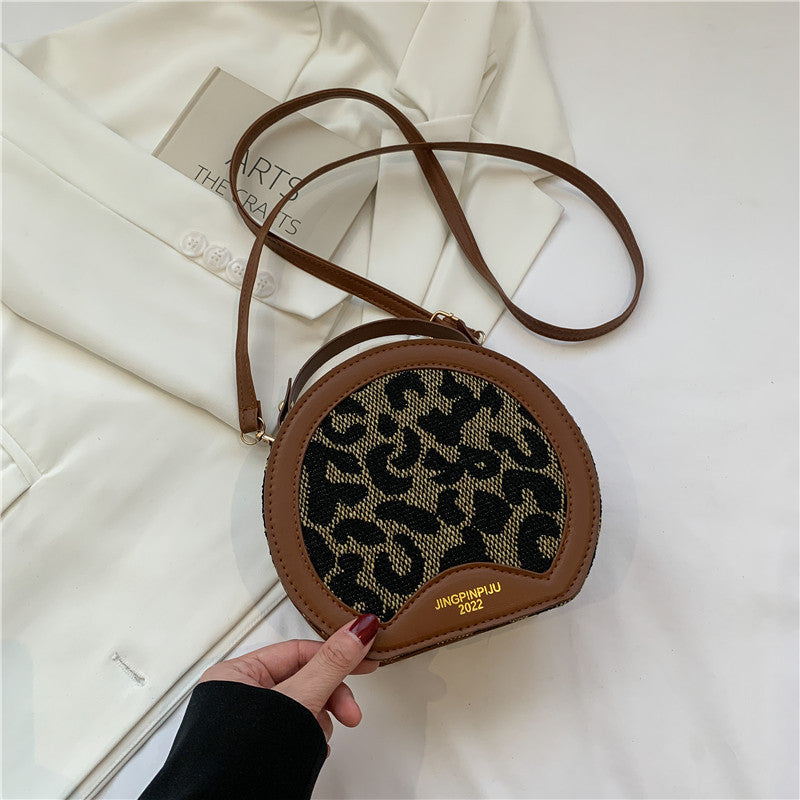 Plaid Hand Carry Messenger Small Bag Female Spring And Summer New Trendy Simple Shoulder Bag Hand-Held Small Round Bag
