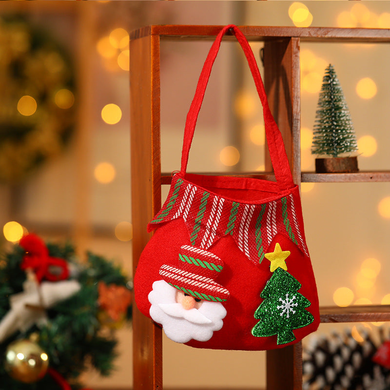 Christmas fleece fabric colored hand-held apple bag cartoon elderly gift bag children's small gift bag candy bag