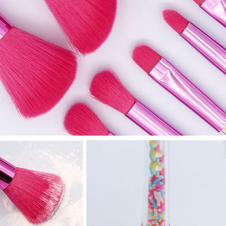 5/8pcs Mini Candy Makeup Brushes Soft Eyeshadow Powder Blush Eyebrow Brush Set Candy Theme Small Cosmetic Compensation Tools