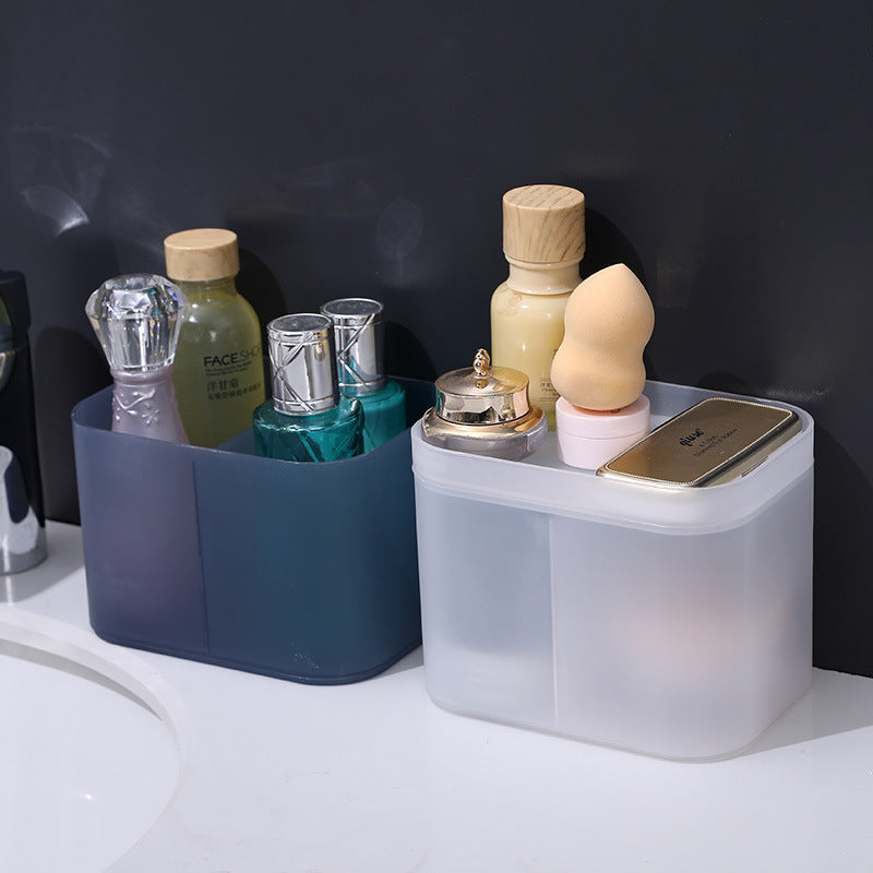 Desktop Cosmetic Storage Box Plastic Frosted Compartment With Lid Cosmetic Box Mask Box Dressing Table Finishing Box