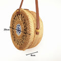 Ceramic Rattan Bag Vietnamese Hand-Woven Bag Leather Buckle Straw Round Bag Ins Beach Shoulder Bag Messenger Bag
