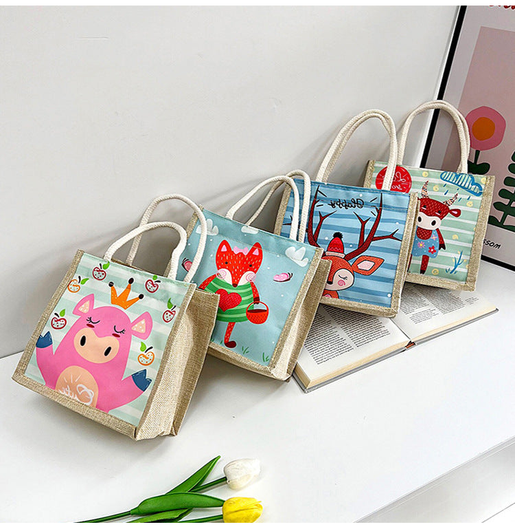 Japanese Cartoon Anime Cotton And Linen Hand Bag New Trendy Korean Version Of The Casual Shopping Bag Student Lunch Bag