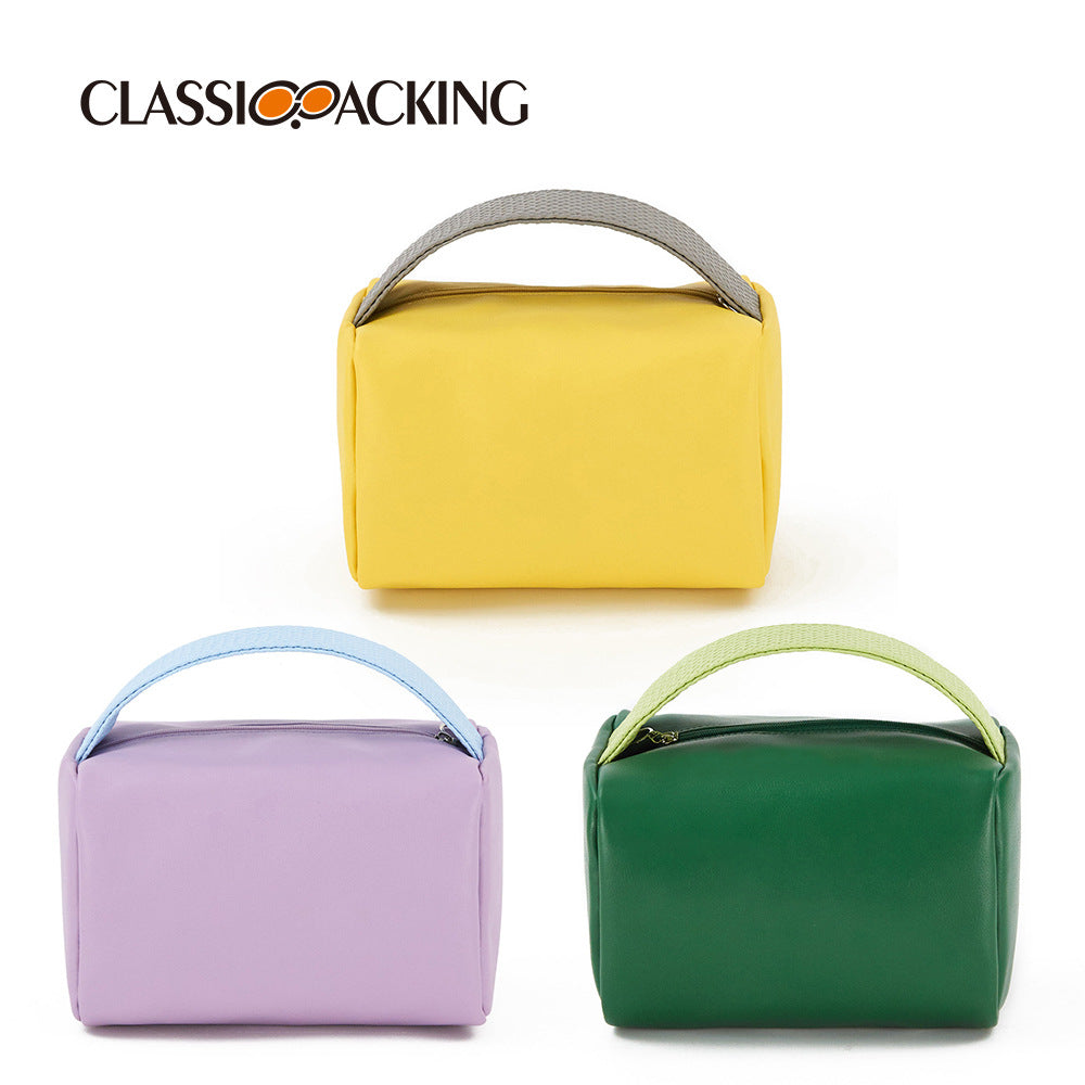 New Creative Portable Storage Bag Candy Color Square Wash Bag PVC Leather Waterproof Large Capacity Cosmetic Bag